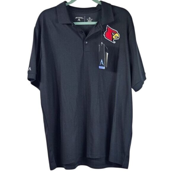 Antigua Louisville Cardinals Mens Black Polo Shirt Sz XL Collegiate Wear NCAA - Picture 1 of 12